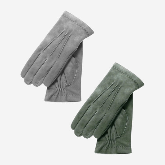 CC3117 (grey) - Men's Italian cashmere lined suede formal and dress leather gloves
