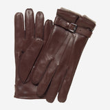 CC3239 (brown) - Men's Italian cashmere lined lambskin gloves with belt