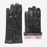 CC3301 (schwarz) - Herren italienische, mit Kaschmir gefütterte Touchscreen-Lederhandschuhe