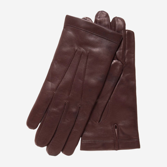 CC3303 (brown) - Men's Italian cashmere lined leather gloves with longer fingers