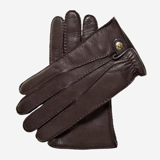 CC3305 (dark brown) - Men's Italian cashmere lined deerskin gloves