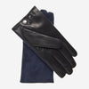 CC3414 (blue/black) - Men's suede and lambskin gloves with cashmere lining with snap