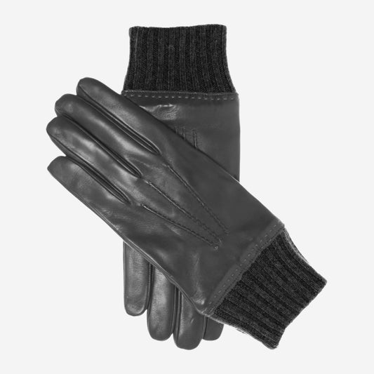 CC3502 (black) - Men’s lambskin winter gloves with cashmere lining & extended wool cuff