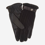 CC3510 (black) - Men's Italian cable knit cashmere and leather winter gloves