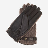 CC3510 (brown) - Men's Italian cable knit cashmere and leather winter gloves