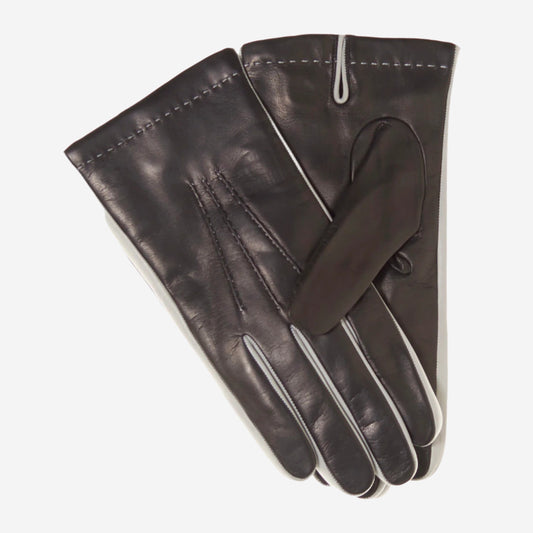 CC3592 (black) - Men's Italian Leather Gloves with Two-Tone Contrast Colors