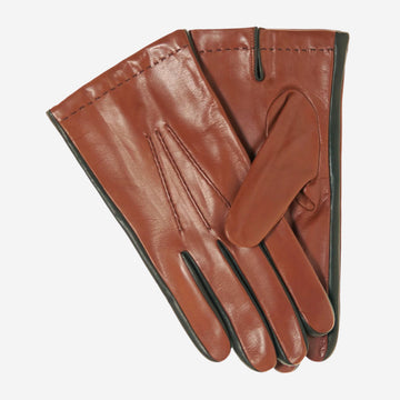 CC3592 (brown) - Men's Italian Leather Gloves with Two-Tone Contrast Colors