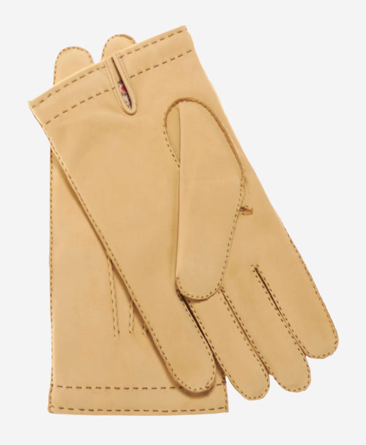 CC3630 (naturel) - Gants Homme en Nubuck Doublés Cachemire Italien Cousus Main