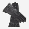 CC4005 (black) - Women's Italian Cashmere Lined Leather Gloves with Decorative Stitching