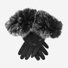 CC4066 (black) - Women's Italian Fox Fur Cuff Cashmere Lined Leather Gloves