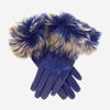 CC4066 (blue) - Women's Italian Fox Fur Cuff Cashmere Lined Leather Gloves