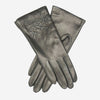 CC4101 (black) - Women's Italian Cashmere Lined Leather Gloves with Floral Accents