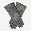 CC4101 (charcoal) - Women's Italian Cashmere Lined Leather Gloves with Floral Accents