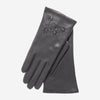 CC4101 (charcoal) - Women's Italian Cashmere Lined Leather Gloves with Floral Accents