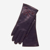 CC4101 (navy) - Women's Italian Cashmere Lined Leather Gloves with Floral Accents
