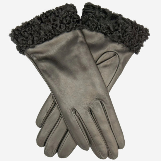 CC4172 (black) - Women's Cashmere Lined Leather Gloves with Persian Lamb Cuffs - Leather Gloves Online - Luxury Leather Gloves - 2