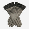 CC4172 (black/silver) - Women's Cashmere Lined Leather Gloves with Persian Lamb Cuffs