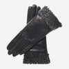CC4172 (black) - Women's Cashmere Lined Leather Gloves with Persian Lamb Cuffs