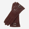 CC4201 (brown) - Women's Italian Cashmere Lined Leather Gloves with Buckle