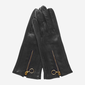 CC4213 (Schwarz/Grau) - Italienische Damen-Handschuhe mit Kaschmirfutter und Knöpfen