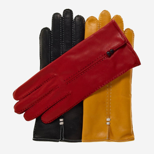 CC4301 (red) - Women's Handsewn Italian Cashmere Lined Leather Gloves