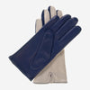 CC4313 (beige/blue) - Women's Two-Tone Italian Cashmere Lined Leather Gloves