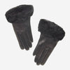 CC4327 (black) - Women’s Lambskin Winter Gloves Cashmere Lined with Rabbit Fur Cuff