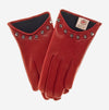 CC4391 (red) - Women's Italian Cashmere Lined Leather Gloves with Studs