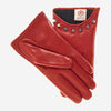 CC4391 (red) - Women's Italian Cashmere Lined Leather Gloves with Studs