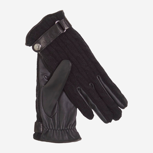 CC4510 (black) - Women's Cable Knit Cashmere and Leather Winter Gloves