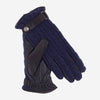 CC4510 (blue) - Women's Cable Knit Cashmere and Leather Winter Gloves