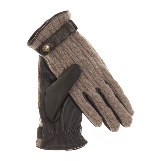 CC4510 (nat) - Women's Cable Knit Cashmere and Leather Winter Gloves
