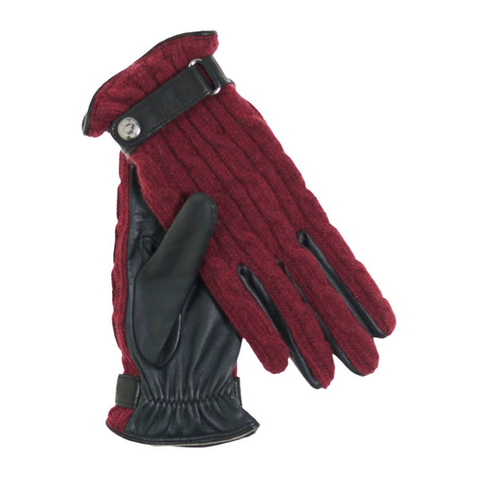 CC4510 (red) - Women's Cable Knit Cashmere and Leather Winter Gloves