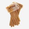 CC4514 (vac) - Gants en agneau femme avec poignets en fourrure de lapin Rex italienne