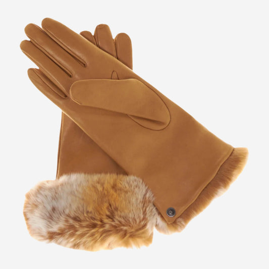 CC4514 (vac) - Women's Italian Rex Rabbit Fur Cuff Lambskin Gloves