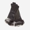 CC4516 (black) - Women's Italian Suede and Rex Rabbit Fur Cuff Lambskin Gloves