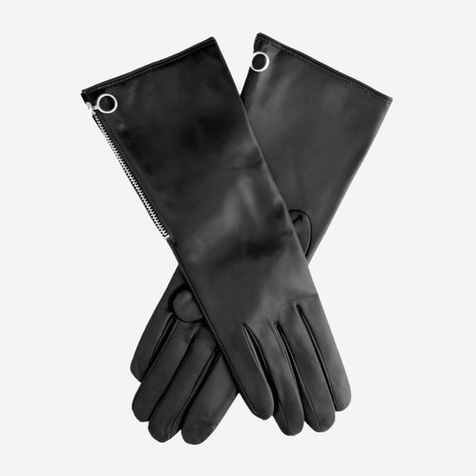 CC4879W4 (black) - "4 Button Length" Italian Cashmere Lined Gloves with Side Zipper