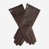 CC4879W8 (braun) - Ellenbogenlange, italienische, mit Kaschmir gefütterte Handschuhe mit seitlichem Reißverschluss