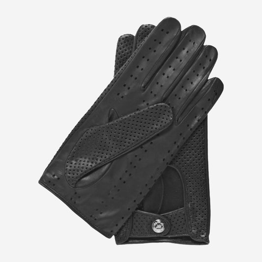 CD3466 (black) - Men's Ventilated Leather Driving Gloves