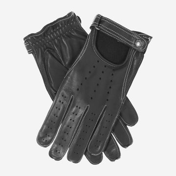 CD3528 (Schwarz) - Herren Autofahrerhandschuhe aus italienischem Leder mit Kaschmirfutter