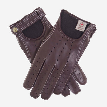 CD3528 (brown) - Men's Italian Leather Driving Gloves with Cashmere Lining