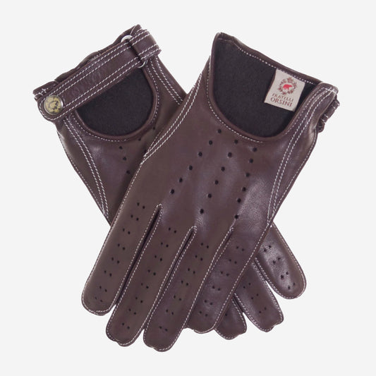 CD3528 (brown) - Men's Italian Leather Driving Gloves with Cashmere Lining