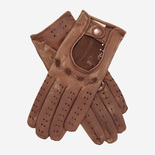 CD4010 (brown) - Women's Italian Leather Driving Gloves