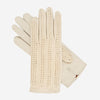 CD4020 (cream) - Women's Crochet and Leather Driving Gloves