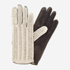 CD4020 (dark brown) - Women's Crochet and Leather Driving Gloves