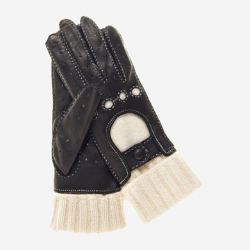 CD4141 (black) - Women's Winter Leather Driving Gloves with Cashmere Lining