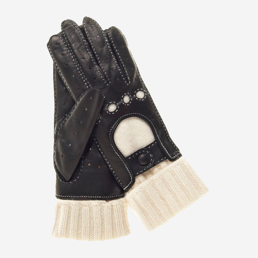 CD4141 (black) - Women's Winter Leather Driving Gloves with Cashmere Lining