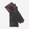 CD4255 (black) - Women's Italian Leather Driving Gloves with Contrast Welting