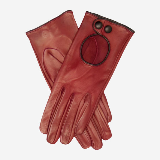 CD4255 (xb) - Women's Italian Leather Driving Gloves with Contrast Welting