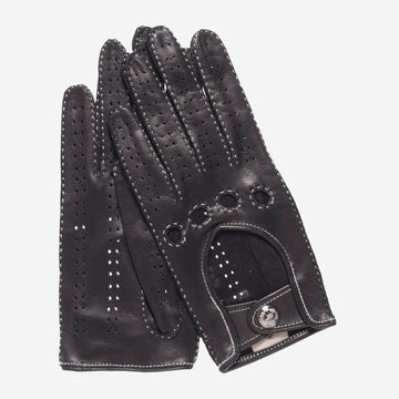 CD4266 (black) - Women's Italian Leather Driving Gloves with Contrast Stitching